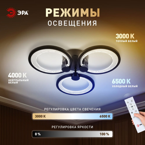 Потолочный светильник Эра Модерн Odry CLL-1-46W 3K-6,5K RC BK