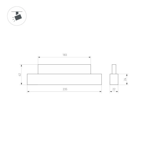 Трековый магнитный светильник Arlight MAG-ORIENT-FLAT-L235-8W Warm3000 (BK, 100 deg, 48V, DALI) (IP20 Металл) 033824(1)