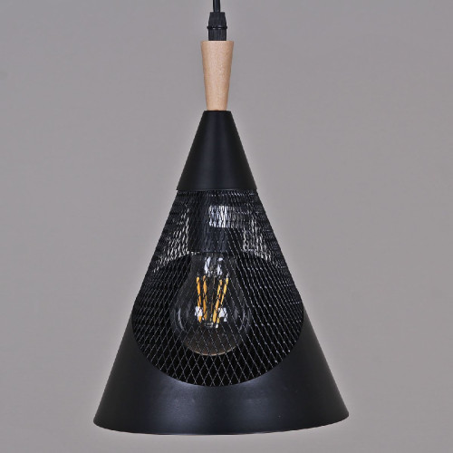 Подвесной светильник Reluce 03250-3.9-03 BK+WOOD