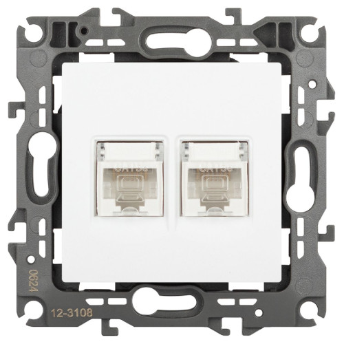 Розетка компьютерная двойная RJ45 Эра 12-3108-01М Б0065686