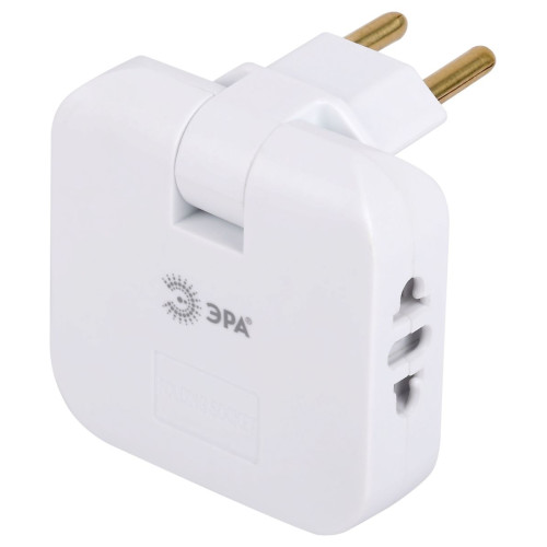 Разветвитель электрический Эра SPF-2-FL-USBC поворотный на 2 розетки + 2USB A+C 10А белый Б0069090