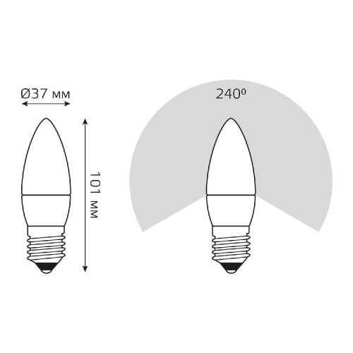 Лампа светодиодная Gauss E27 10W 6500K свеча матовая 30230