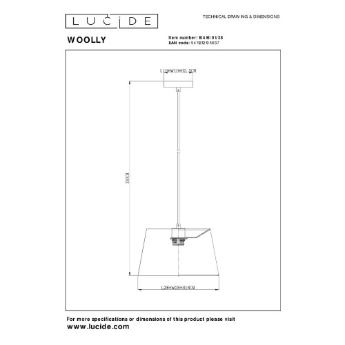 Подвесной светильник Lucide Woolly 10416/01/38