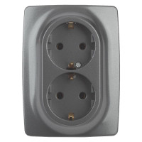 Розетка 2x2P+E Schuko со шторками Эра 12-2108-12 Б0036448