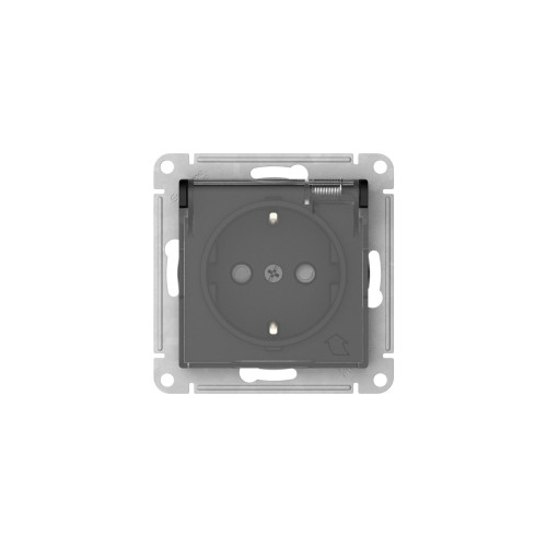 Розетка с зазем. со шт. с прозрач. крыш, 16А, IP44, мех., быстрозажим. Клем Systeme Electric AtlasDesign Aqua Карбон ATN441046S