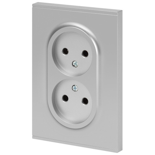 Розетка Эра Arktik 16-2107-03 без заземления двойная 2X2P 16А-250В алюминий Б0071683
