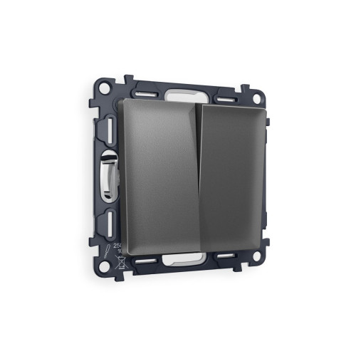 Комплект механизма 2-клавишного перекрестного выключателя 10A-250V Alfa Антрацит серый Quant Ambrella Volt MA653030 (AP6530, VM125)