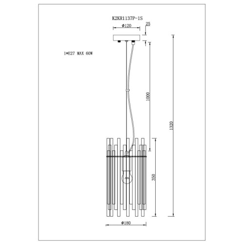 Подвесной светильник Garda Decor K2KR1137P-1S