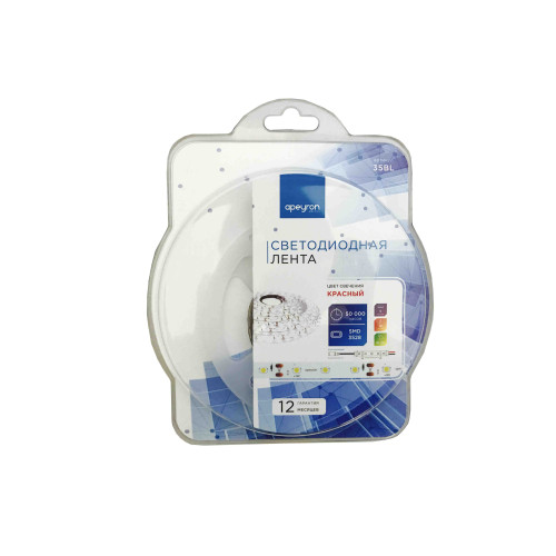 Светодиодная лента Apeyron 12В СТ 4,8Вт/м smd3528, 60д/м IP20 5м красная 35BL