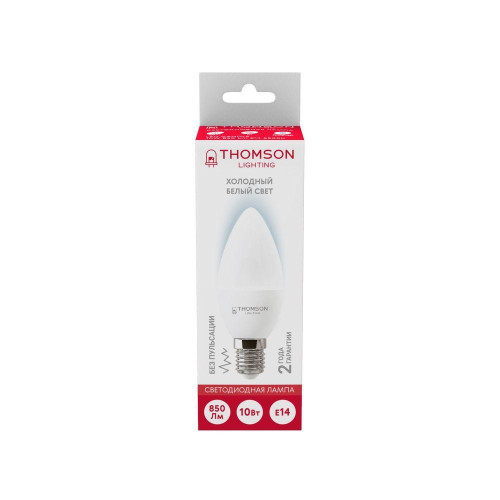 Лампа светодиодная Thomson E14 10W 6500K свеча матовая TH-B2309