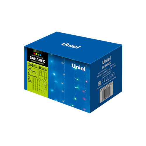 Светодиодная гирлянда Uniel (07943) занавес разноцветный ULD-C2030-240/DTA Multi IP20