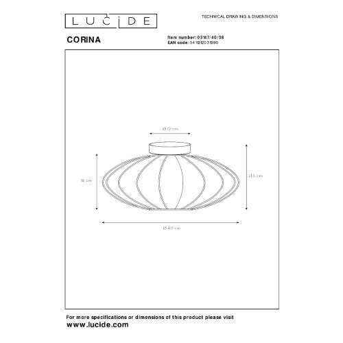 Потолочный светильник Lucide Corina 03147/40/38