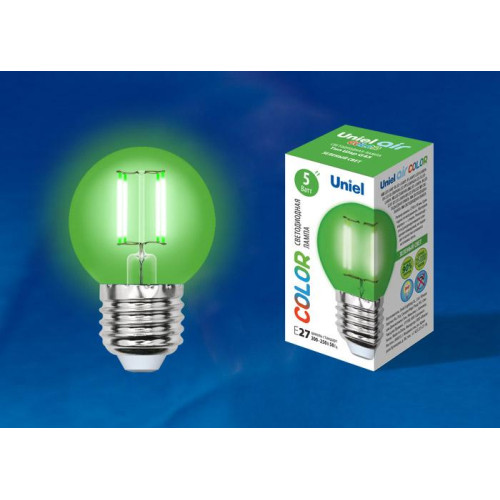 Лампа светодиодная филаментная (UL-00002986) Uniel E27 5W красный LED-G45-5W/RED/E27 GLA02RD