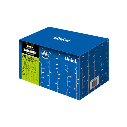 Уличная светодиодная гирлянда Uniel занавес (UL-00003684) теплый белый ULD-C2030-240/TWK Warm White IP67