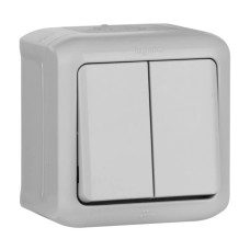 Переключатель одноклавишный на 2 направления Legrand Quteo 10A 250V IP44 серый 782331
