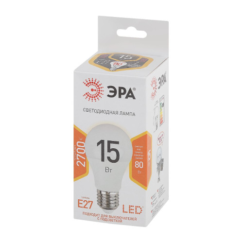 Лампа светодиодная Эра E27 15W 2700K LED A60-15W-827-E27 Б0020592