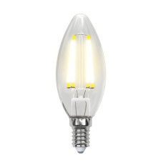 Лампа светодиодная филаментная (UL-00002196) Uniel E14 6W 3000K прозрачная LED-C35-6W/WW/E14/CL GLA01TR