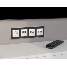 Комплект механизма розетки компьютерной + TV оконечной RJ-45 с автоматической защитной шторкой Alfa Белый глянец Quant Ambrella Volt MA112510 (AP1125, VM195)