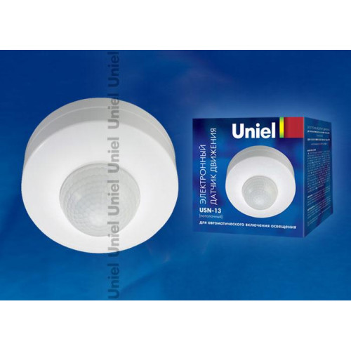 Датчик движения (02641) Uniel USN-10-180R-1200W-3LUX-12M-0,6-1,5m/s-BL