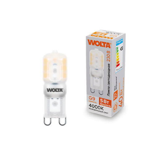 Светодиодная лампа WOLTA 5Вт 4000K G9 матовая WSTD-JCD-5W4KG9-P