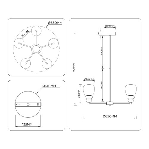 Люстра на штанге Ambrella Light High Light Ceramo Modern LH53164