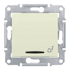 Выключатель кнопочный с синей подсветкой Звонок Schneider Electric Sedna 10A 250V SDN1600447