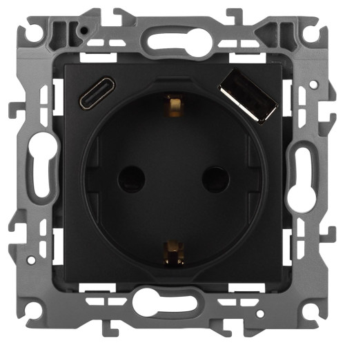 Розетка со шторками с USB type-A+C Эра 12-4108-05 Б0067707