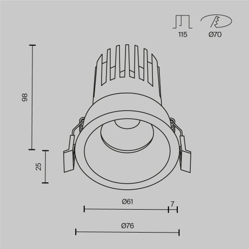 Встраиваемый светильник Maytoni Dip DL117-15W-2.7K-B