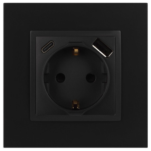 Розетка со шторками с USB type-A+C Эра Elegance 14-4108-05 Б0067724