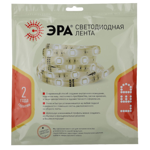 Светодиодная лента Эра 24В 2835 14,4Вт/м 2700K 5м IP33 LS2835-14,4-120-24-65-2700К-5m Б0043100