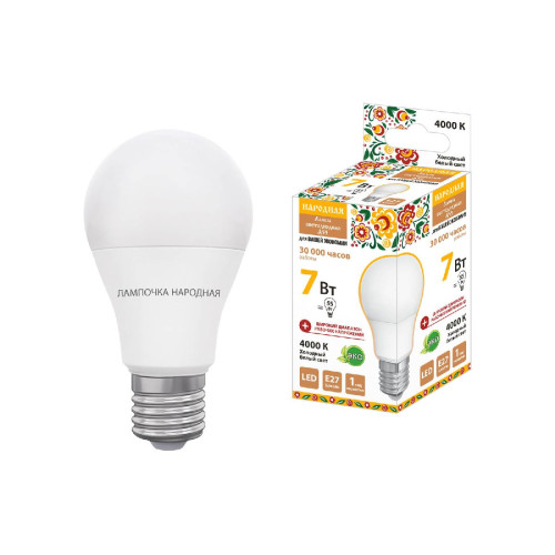 Лампа светодиодная TDM Electric Народная E27 7W 4000K матовая SQ0340-1506