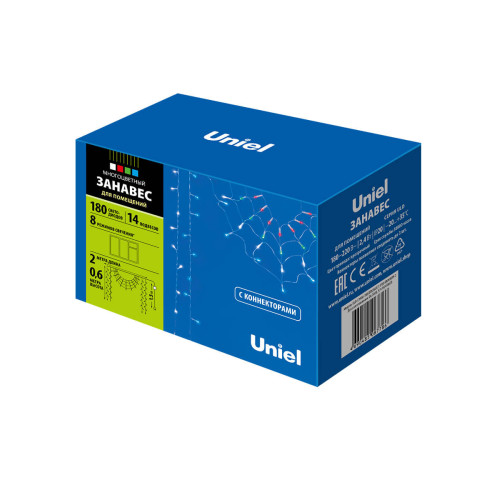 Светодиодная гирлянда (UL-00001411) Uniel занавес Радуга 220V разноцветный ULD-E1906-180/DTK MULTI IP20 RAINBOW-2