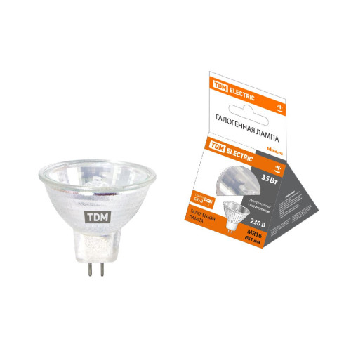 Лампа галогенная TDM Electric GU5.3 35W 3000K прозрачная SQ0341-0008