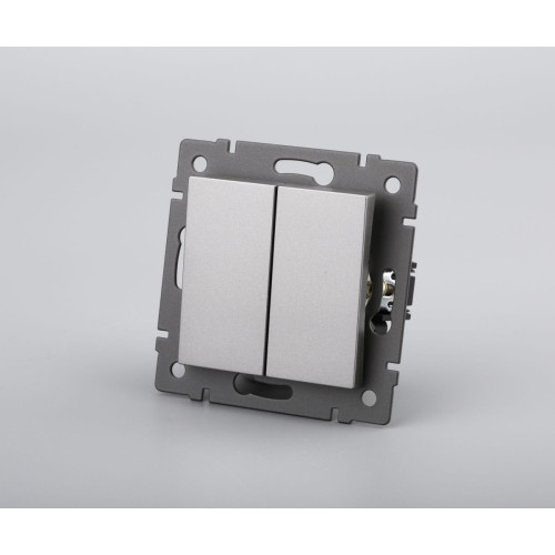 Механизм выключателя двухклавишный проходной Arlight SWT-MKP2-PL-GR-V (250V, 10A) 049894