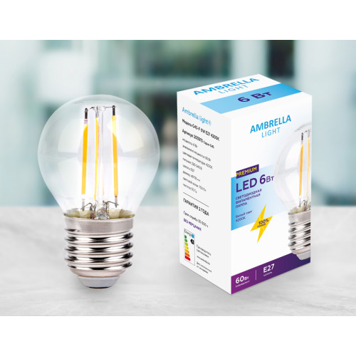 Филаментная cветодиодная лампа Ambrella Light Filament G45 E27 6W 4200K 203915