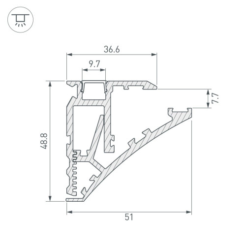 Профиль Arlight SHELF-600-2000 ANOD (Алюминий) 060498