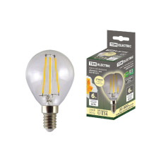 Лампа светодиодная филаментная TDM Electric Е14 6W 2700K прозрачная SQ0340-0277