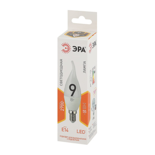 Лампа светодиодная Эра E14 9W 2700K LED BXS-9W-827-E14 Б0027973