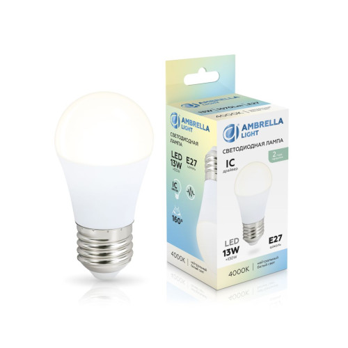 Светодиодная лампа Ambrella Light Bulbing E27 13W 4000K шар 451304
