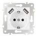 Розетка с заземлением, шторками + USB Arte Milano 203.47-1.white