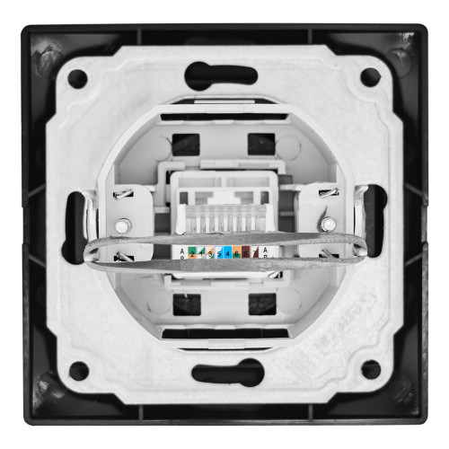 Розетка компьютерная RJ45 скрытой установки IP20, черная 