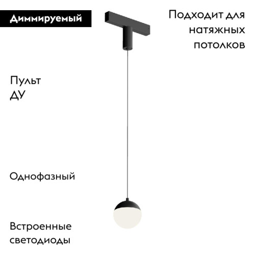 Трековый однофазный светильник Denkirs Smart Moon DK8056-BK