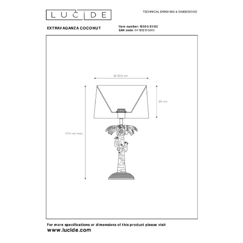 Настольная лампа Lucide Extravaganza Coconut 10505/81/02