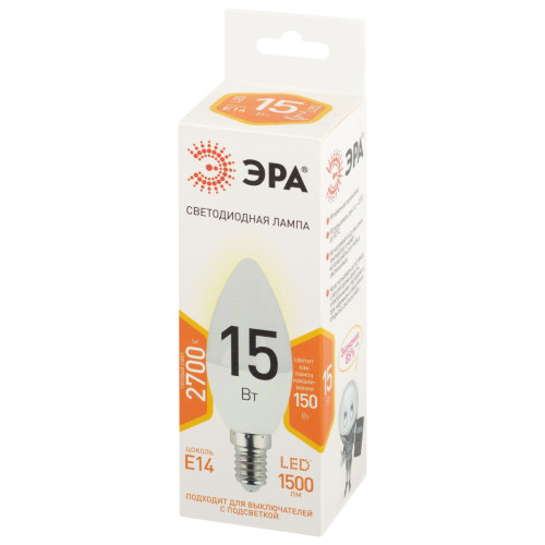 Лампа светодиодная Эра STD LED B35-15W-827-E14 2700K свеча
