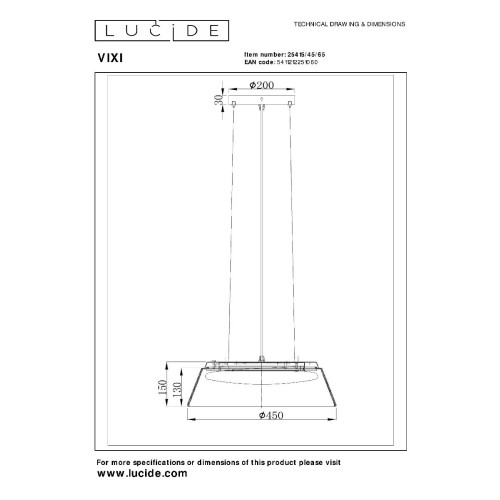 Подвесной светильник Lucide Vixi 25415/45/65