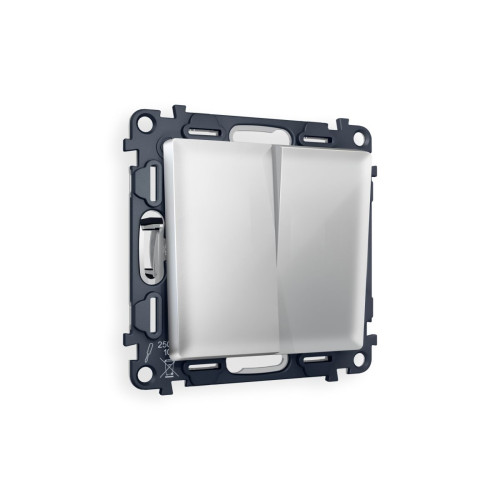 Комплект механизма 2-клавишного перекрестного выключателя 10A-250V Alfa Серебро глянец Quant Ambrella Volt MA403030 (AP4030, VM125)