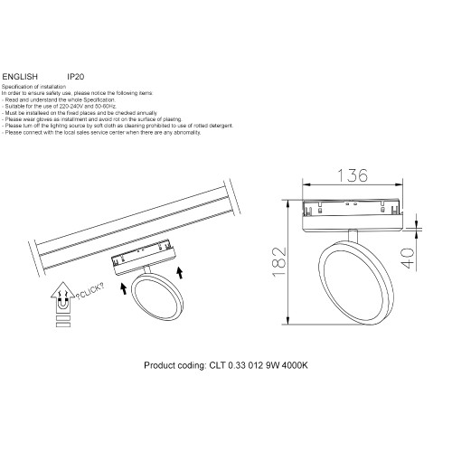 Трековый магнитный светильник Crystal Lux Space CLT 0.33 012 9W BL 4000K