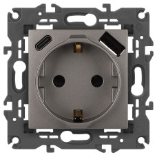 Розетка со шторками с USB type-A+C Эра Elegance 14-4108-16 Б0067695