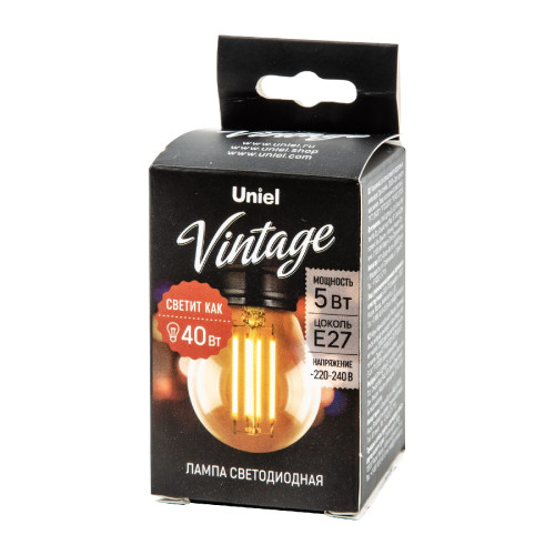 Светодиодная лампа Uniel Vintage LED-G45-5W/GOLDEN/E27 GLV21GO UL-00010552