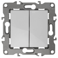 Выключатель двухклавишный ЭРА 12 10AX 250V 12-1004-01 Б0014651